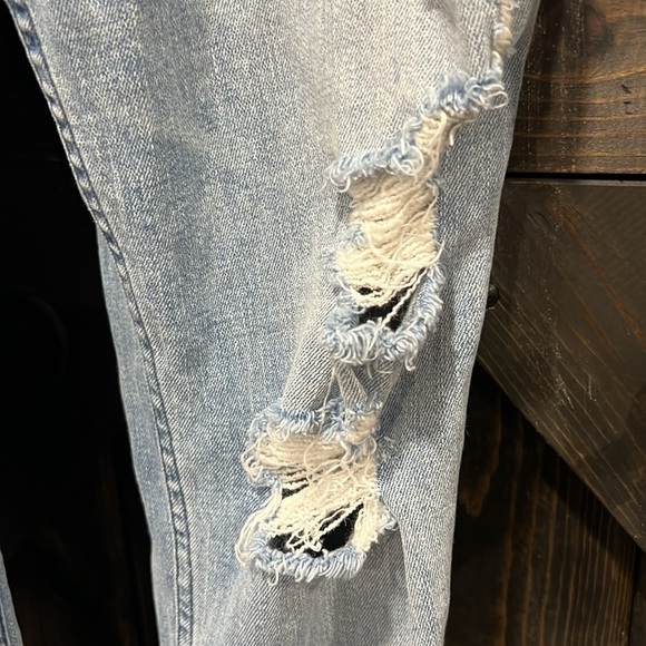 Hollister Overalls M Denim Distressed Low Rise Jeans Slouchy Pocket Vtg Inspired - Picture 4 of 13
